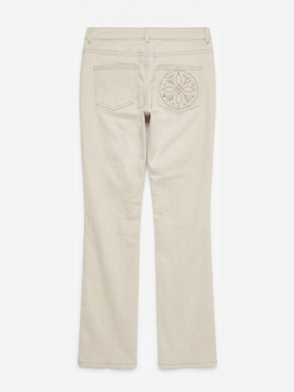 St. John Slim Bootcut Jeans Khaki Embellished Back Pocket Size 4
